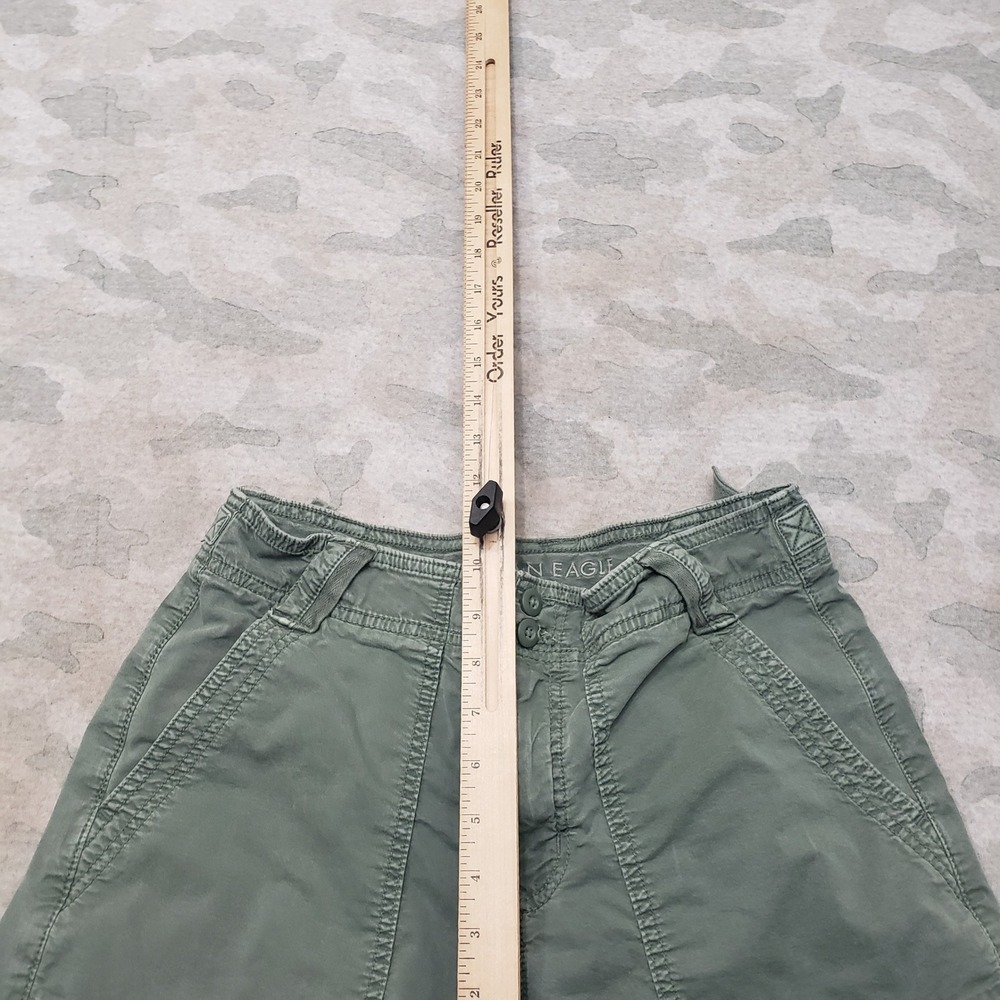 American Eagle Pants Womens 6 Long Green Stove Pipe Wide Leg Pockets Preppy - Picture 5 of 12